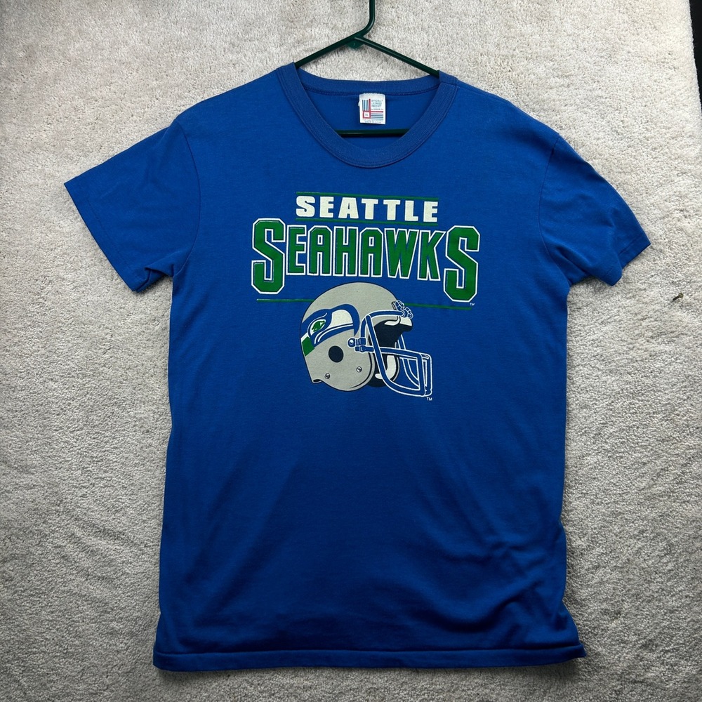 Garan Seattle Seahawks Graphic T-Shirt XL Blue Helmet Logo Vintage Gorpcore PNW